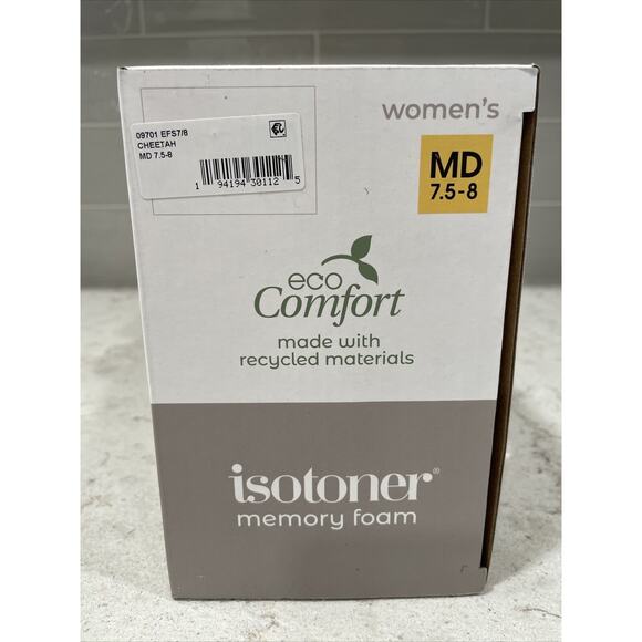 CHEETAH Ladies Med 7.5-8 Isotoner Memory Foam Hoodback ECO Comfort Slippers NIB - Picture 7 of 7